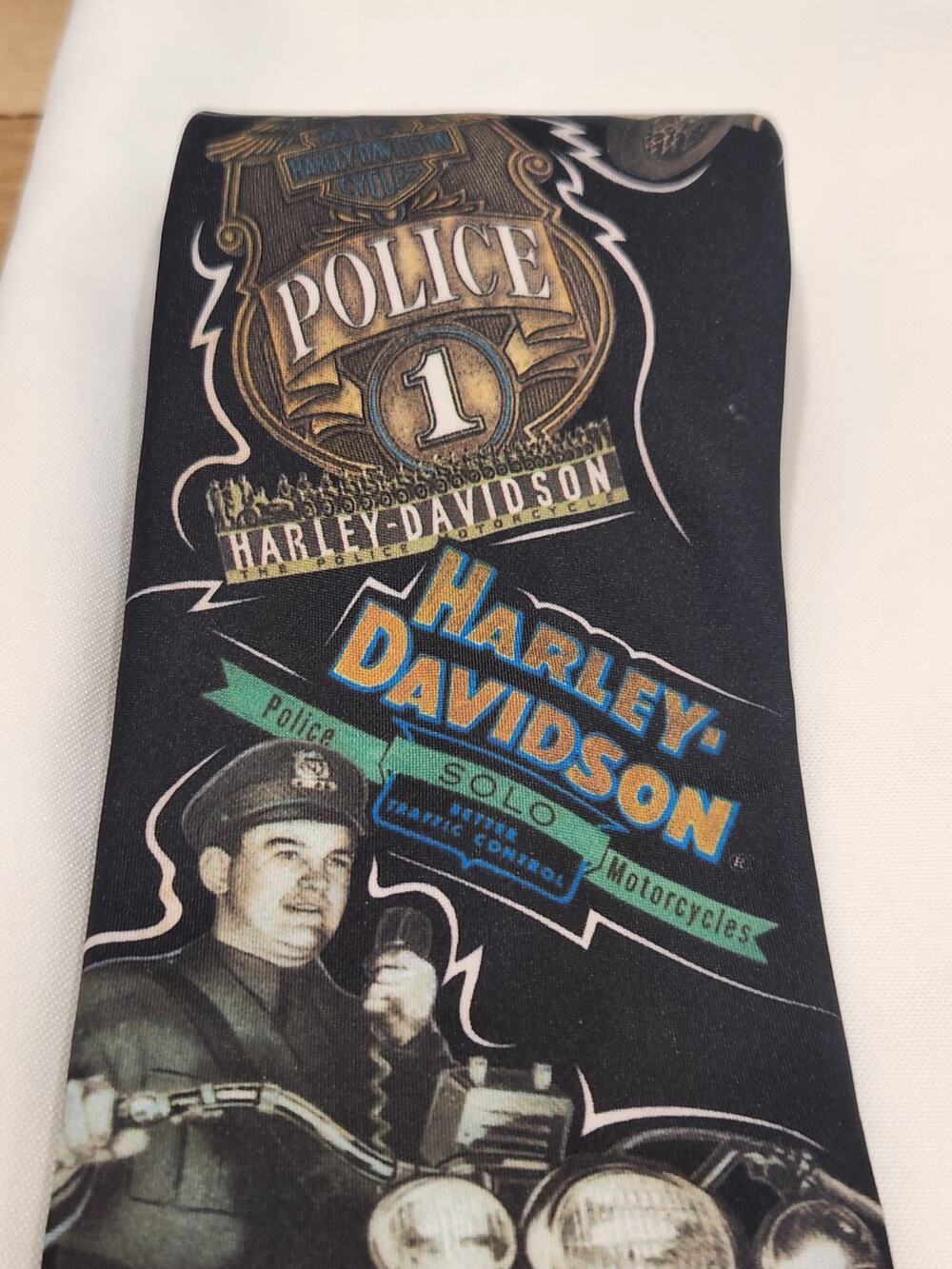 Vintage Harley Davidson 1994 Ralph Martin Men's Tie Police Solo Mortcycles